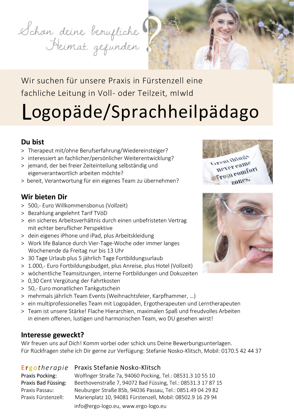 Stellenanzeige Logopäde A4 Word
